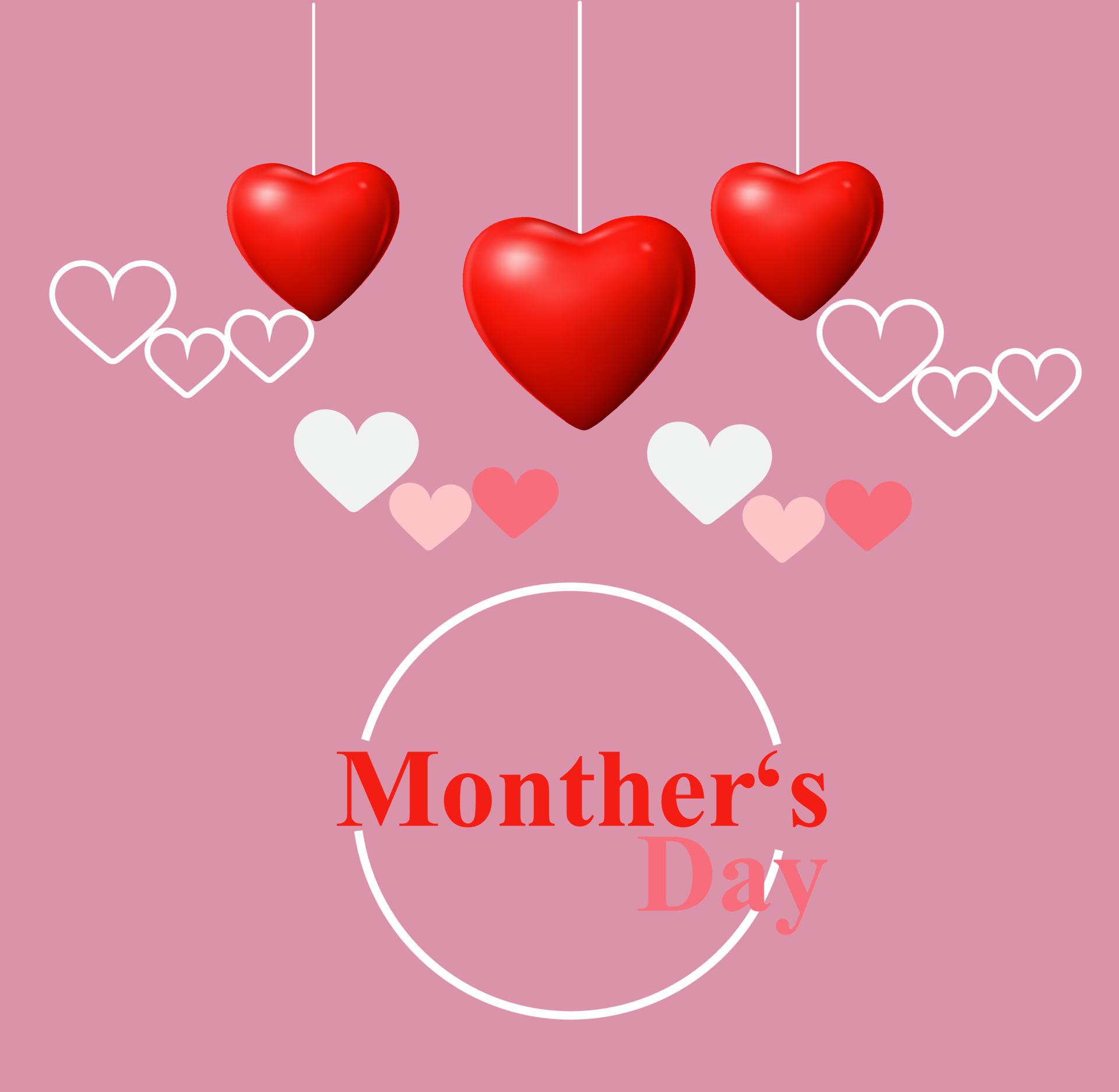 Happy monther's day card background pink heart.For banner abstract