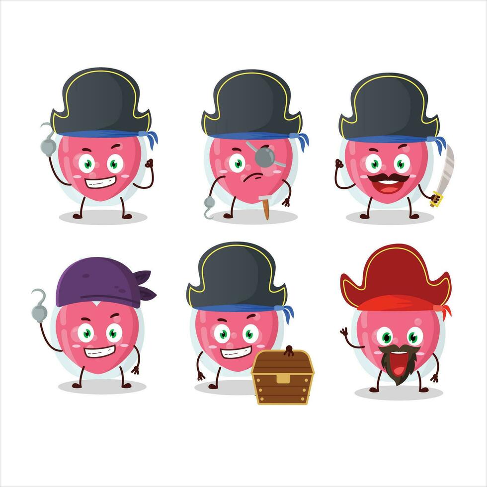 Cartoon character of love potion with various pirates emoticons vector