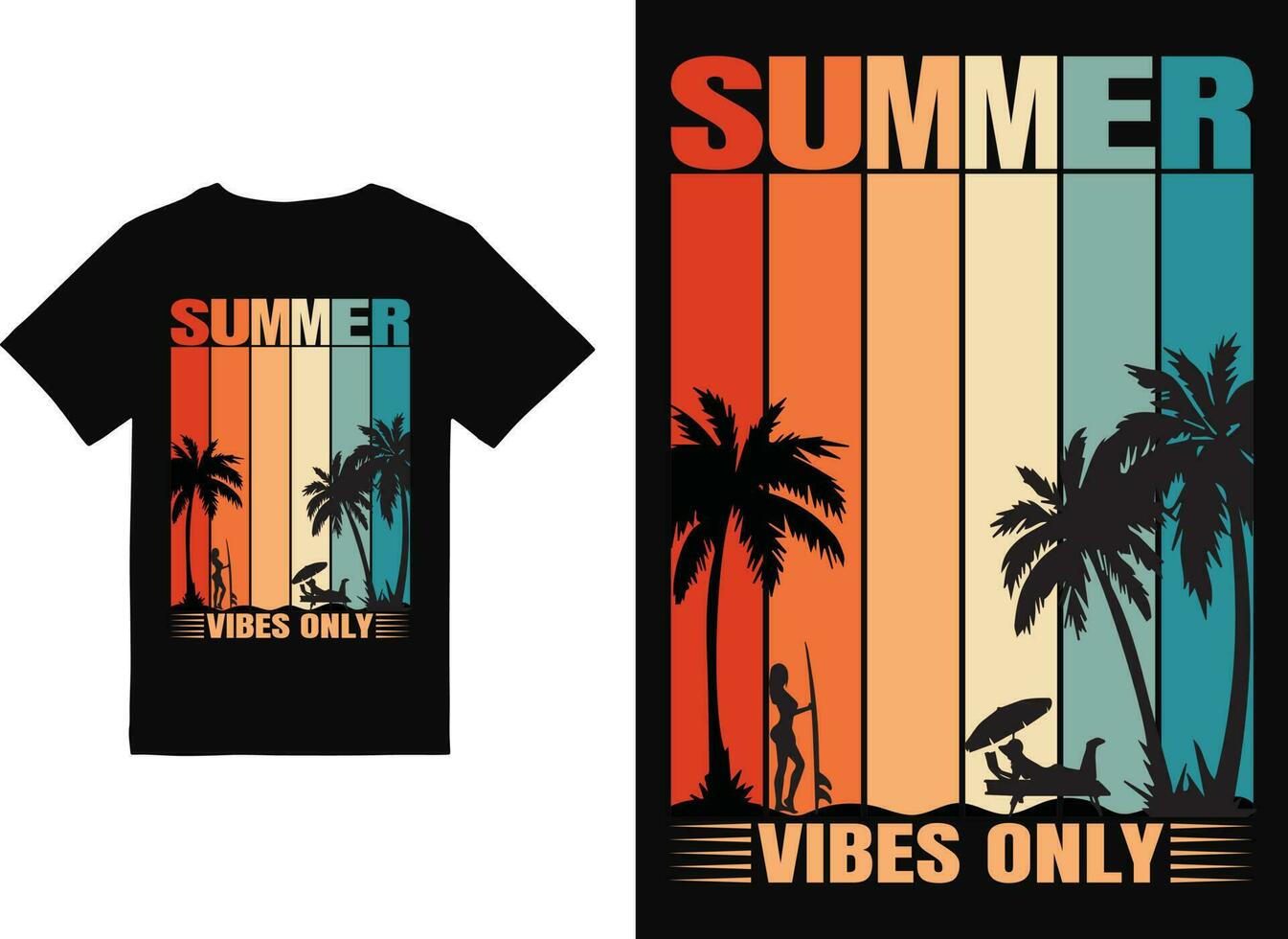 summer t shirt design vector illustration. summer t shirt, summer surfing t shirt. summer sublimation t shirt design Vector illustration