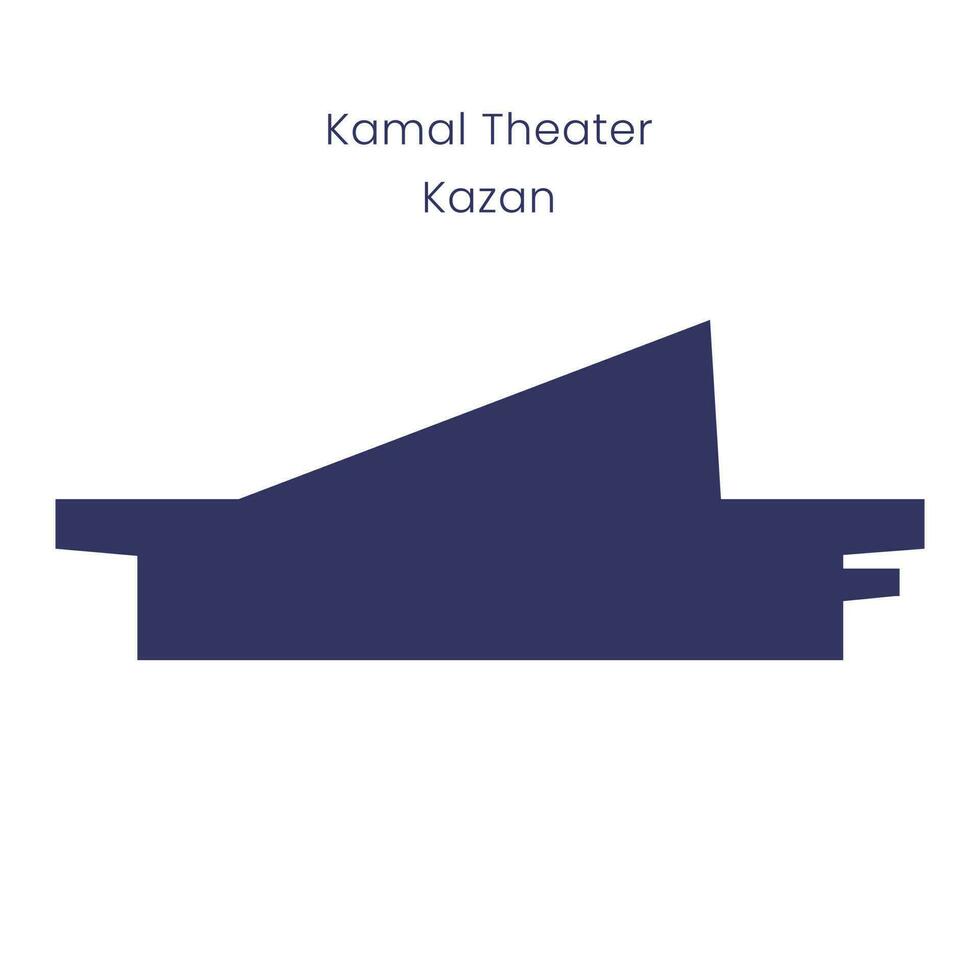 Kamal theater in Kazan city in the form of a sailboat. Tatarstan, Russia. Kazan landmark. Vector silhouette.