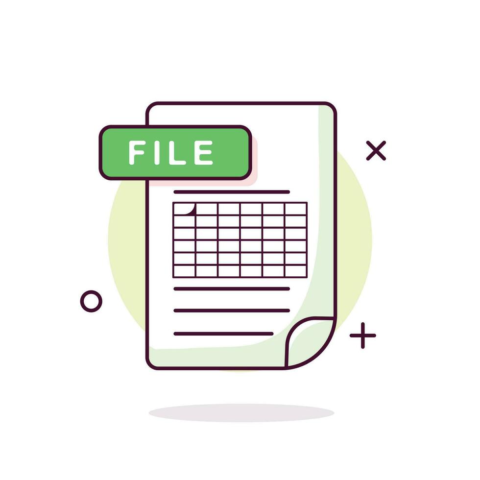 Excel Document Icon. Cute Vector Illustration