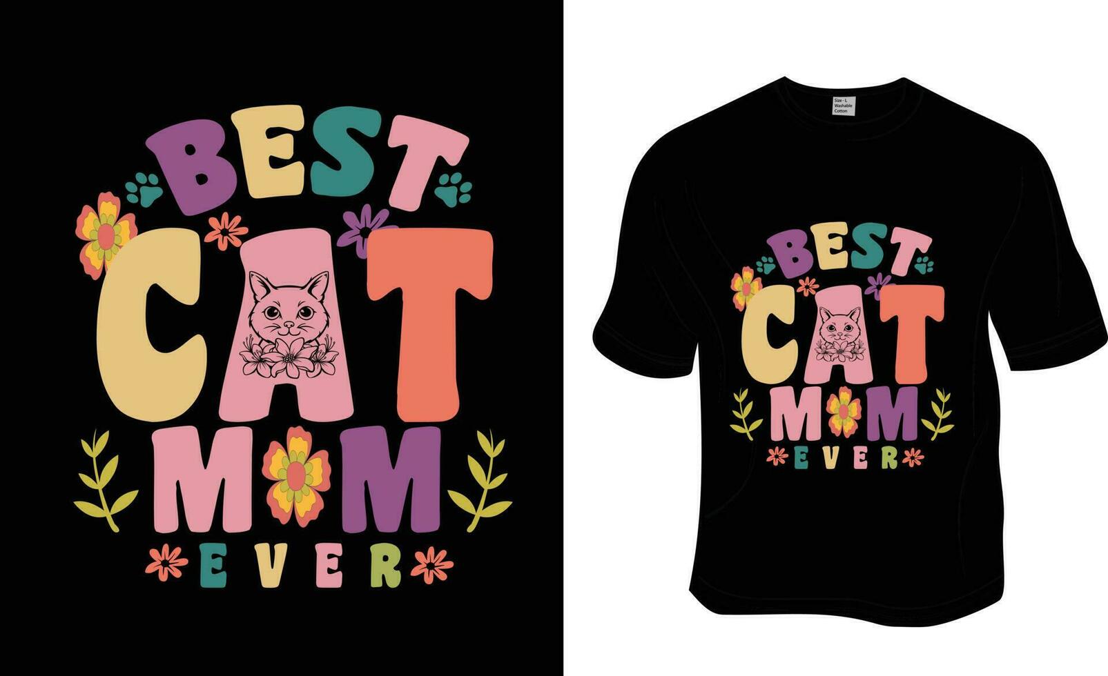 best cat mom ever, Retro wavy, Groovy pet lover, cat lover T-shirt Design.Ready to print for apparel, poster, and illustration. Modern, simple, lettering. vector