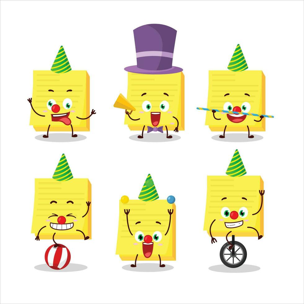 Cartoon character of sticky notes yellow with various circus shows vector