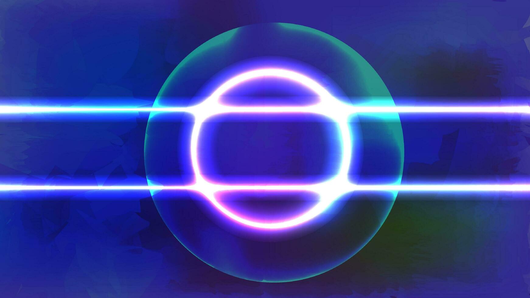 Photo abstract pathway with neon light circle reflecting, A bright neon circle in front. neon lights background theme.