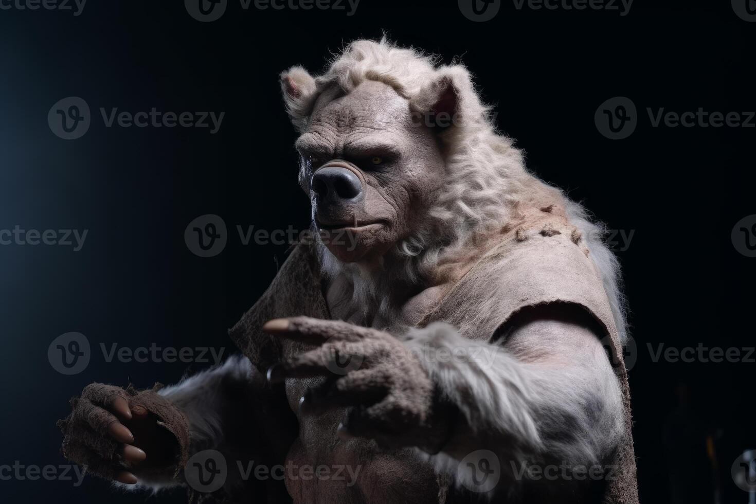 A photo of a pig-bear-man character