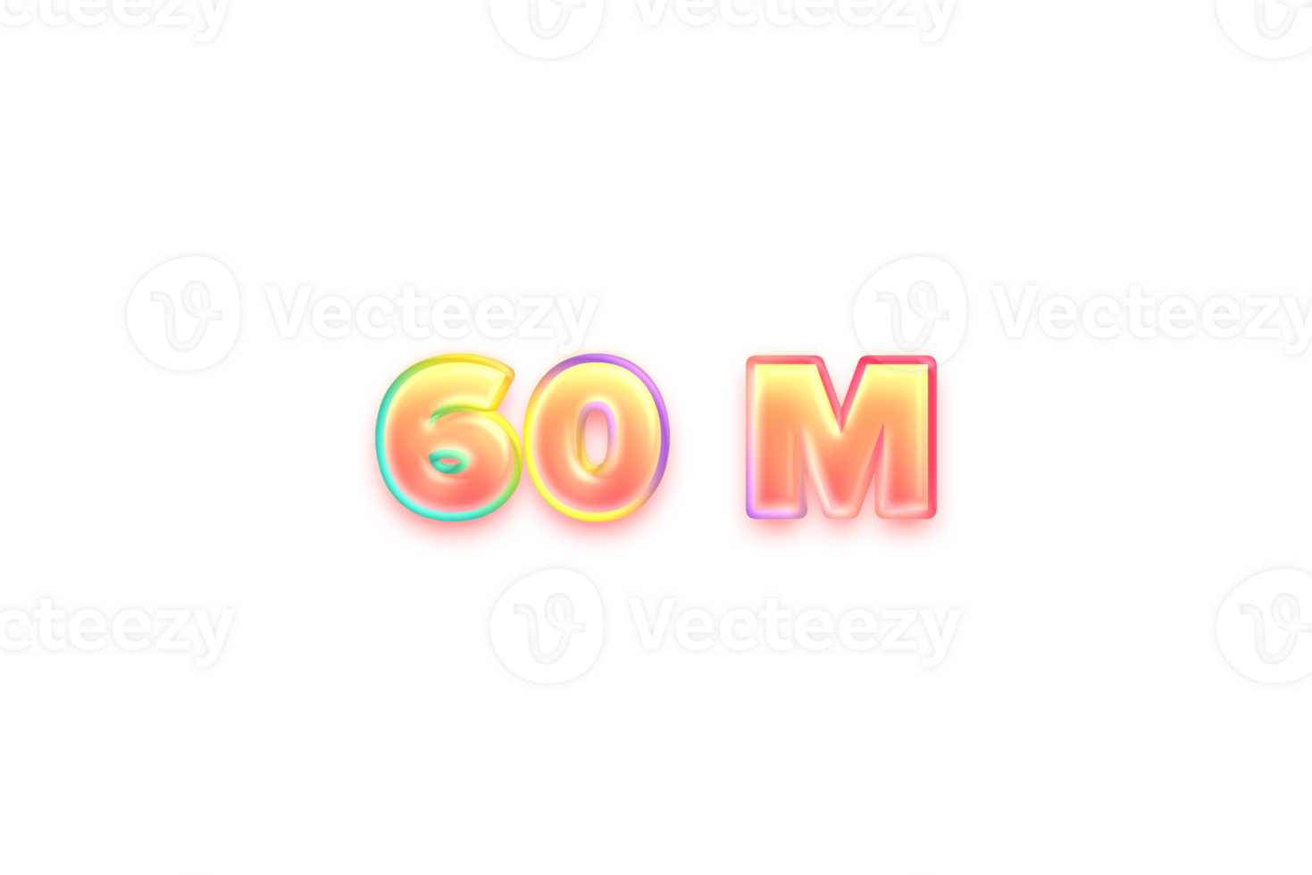60 million subscribers celebration greeting Number with candy-color design png