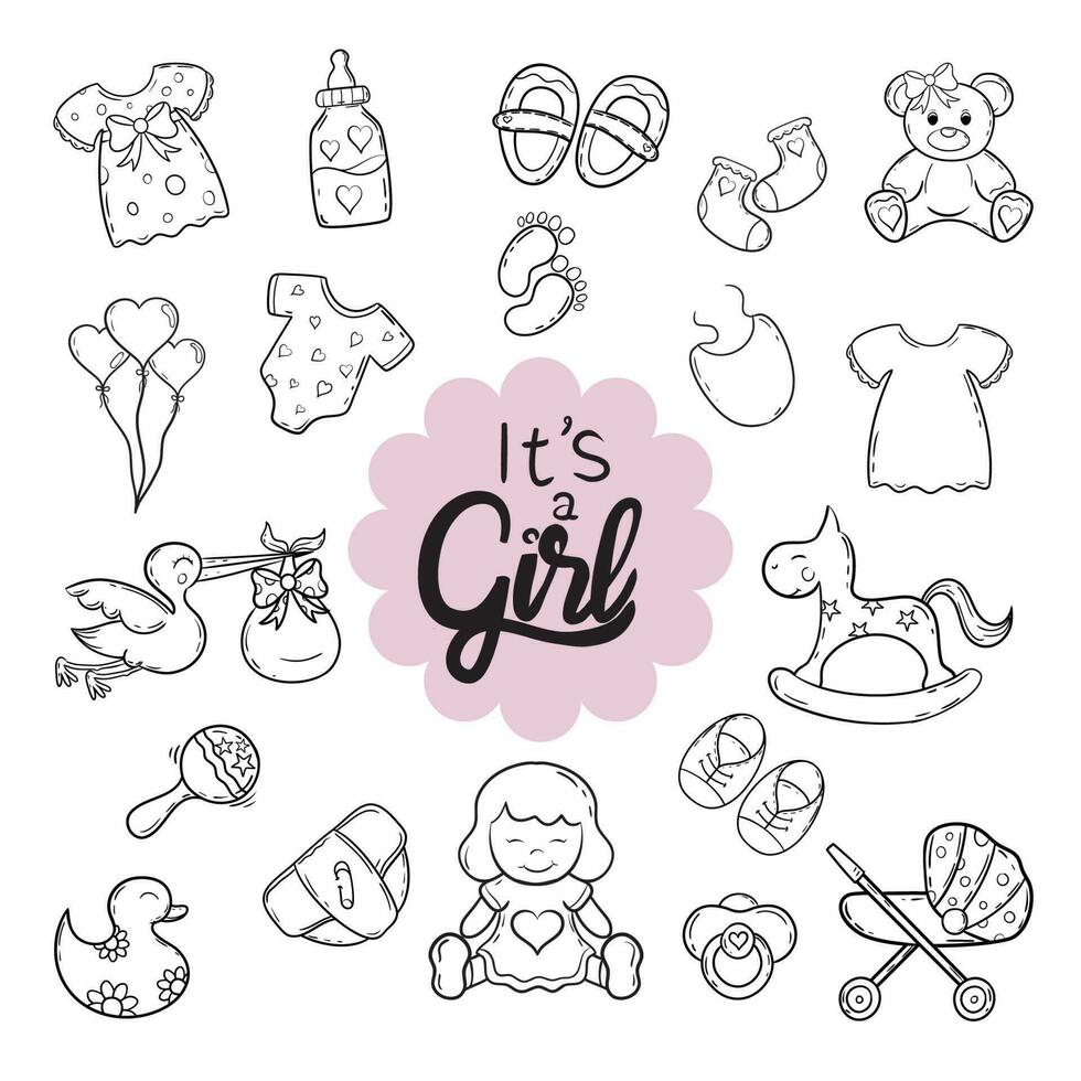 Set of Cute Baby Shower vector