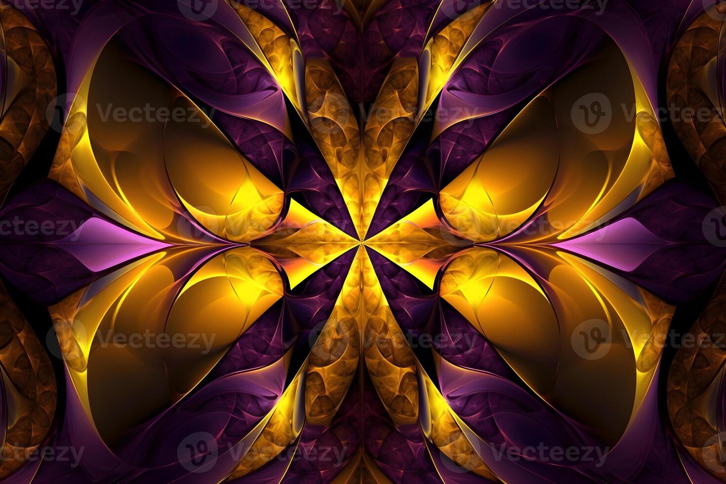 geometric abstract fractal in diffderent gradient colours. Violete, yellow, silver, biege, gold,blue photo