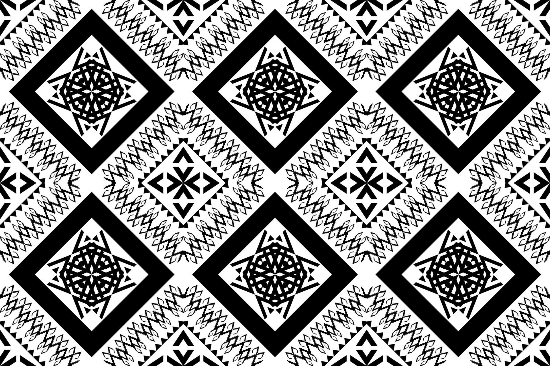 Geometric ethnic oriental traditional art pattern.black and white tone ...