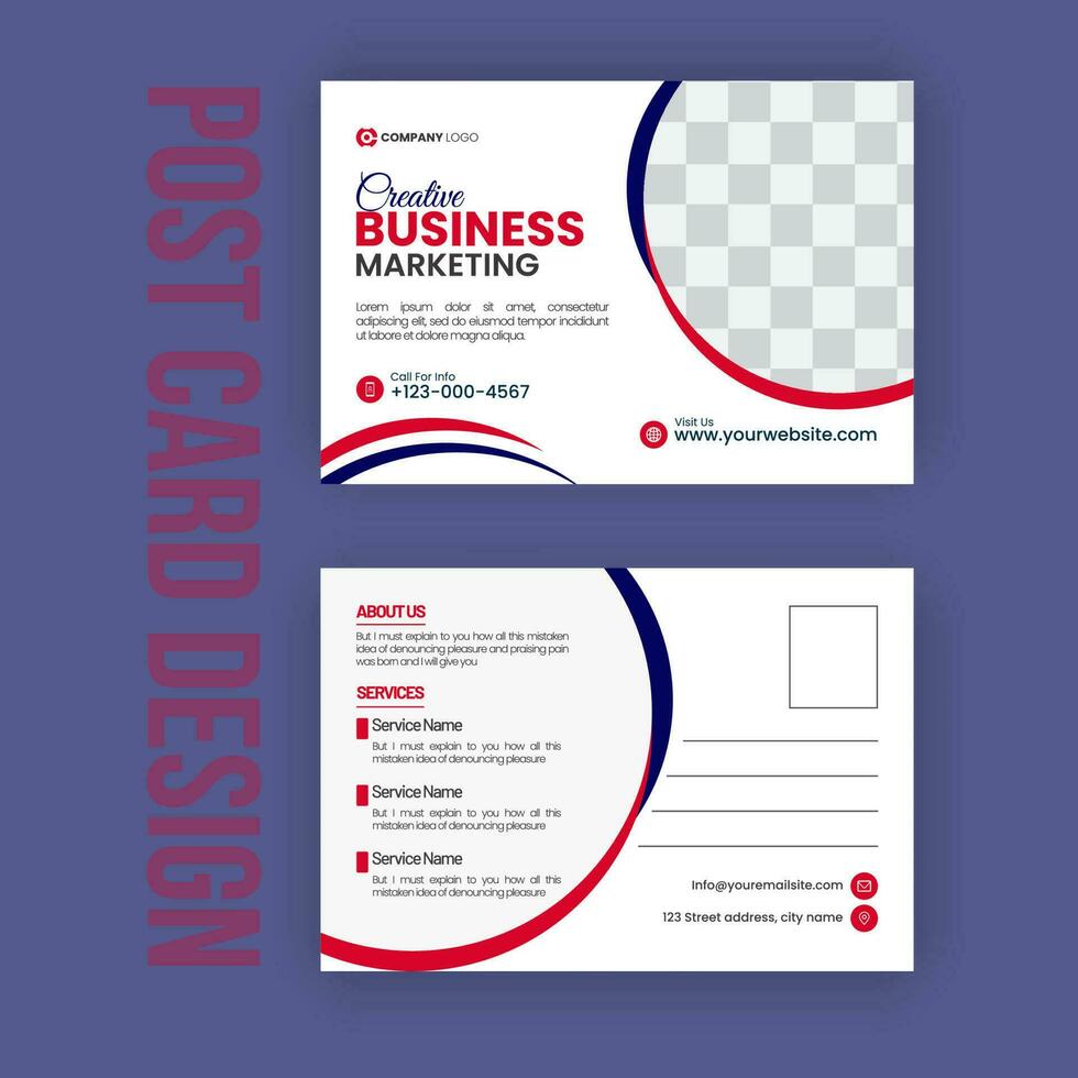 Corporate business creative agency Postcard template design vector