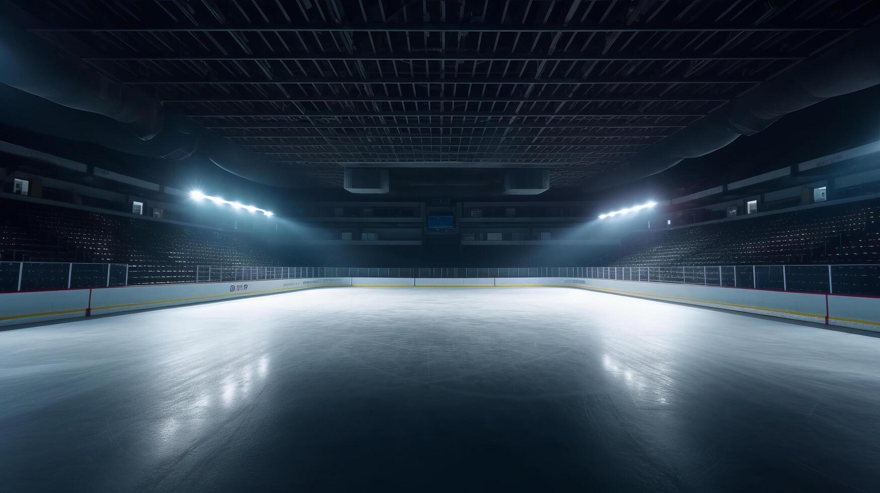 Empty ice rink with lights. Illustration photo