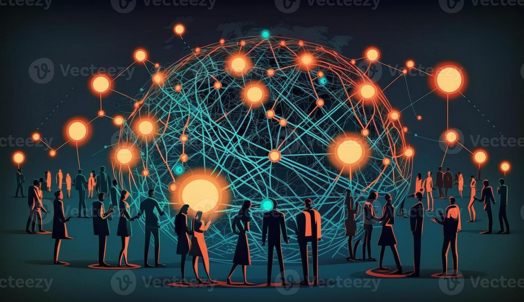 social network connection concept, community generativce ai photo