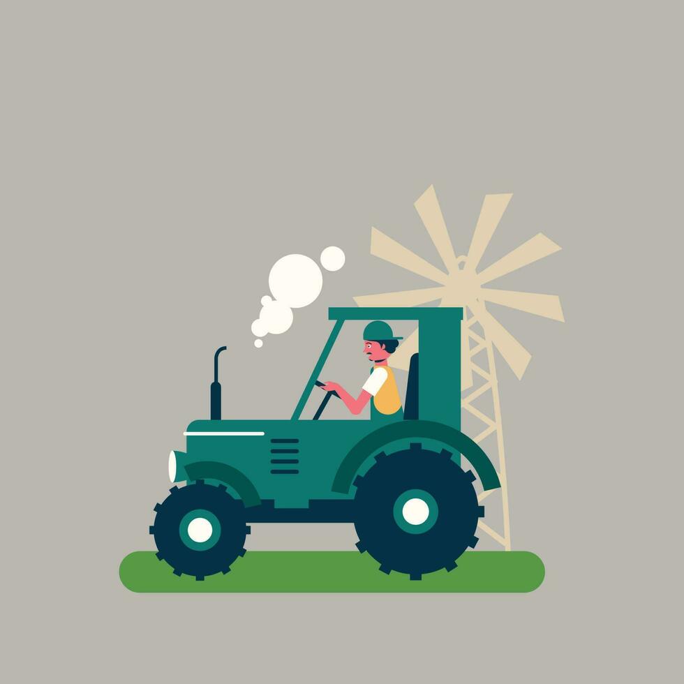 Famer with tractor vector