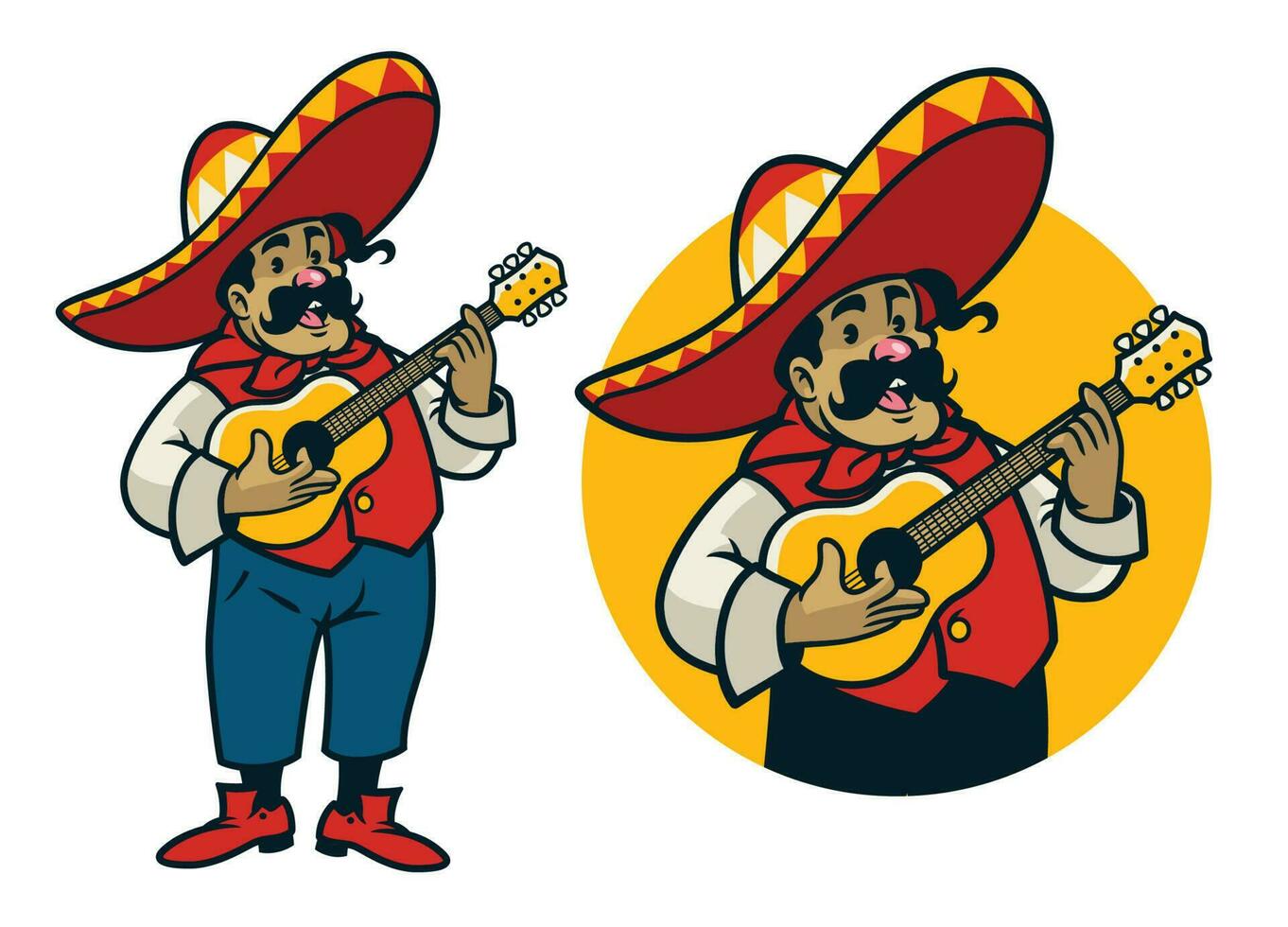 contento dibujos animados mexicano cantante logo vector