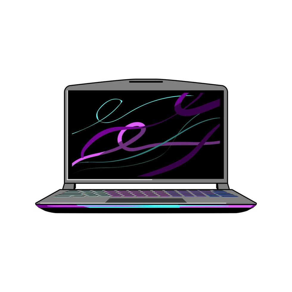 screen laptop gaming cartoon vector illustration