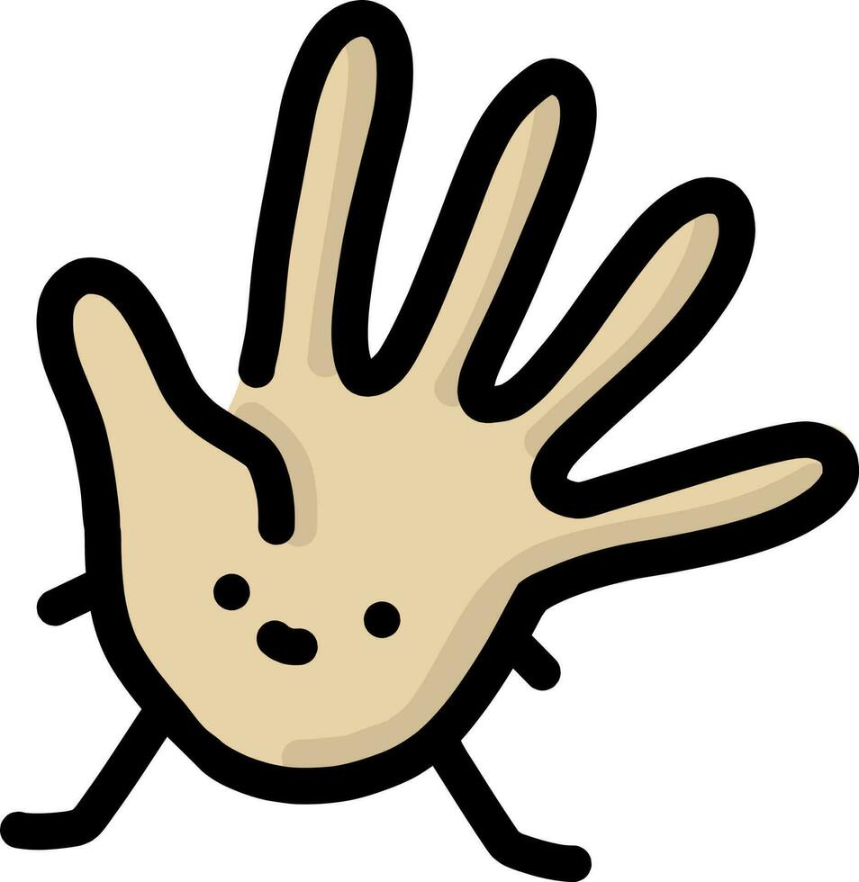 Illustrated friendly-looking hand with arms, legs and a face vector