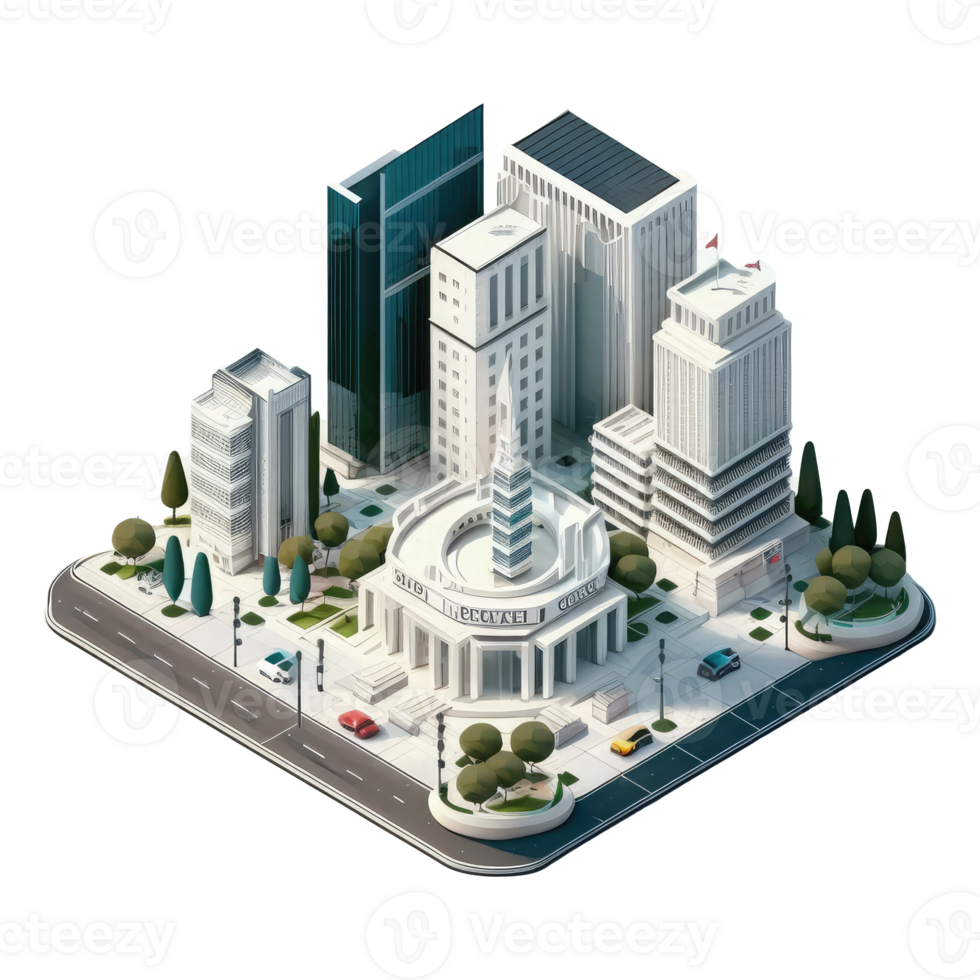 metropolis, many tall buildings, every building has a different height . png