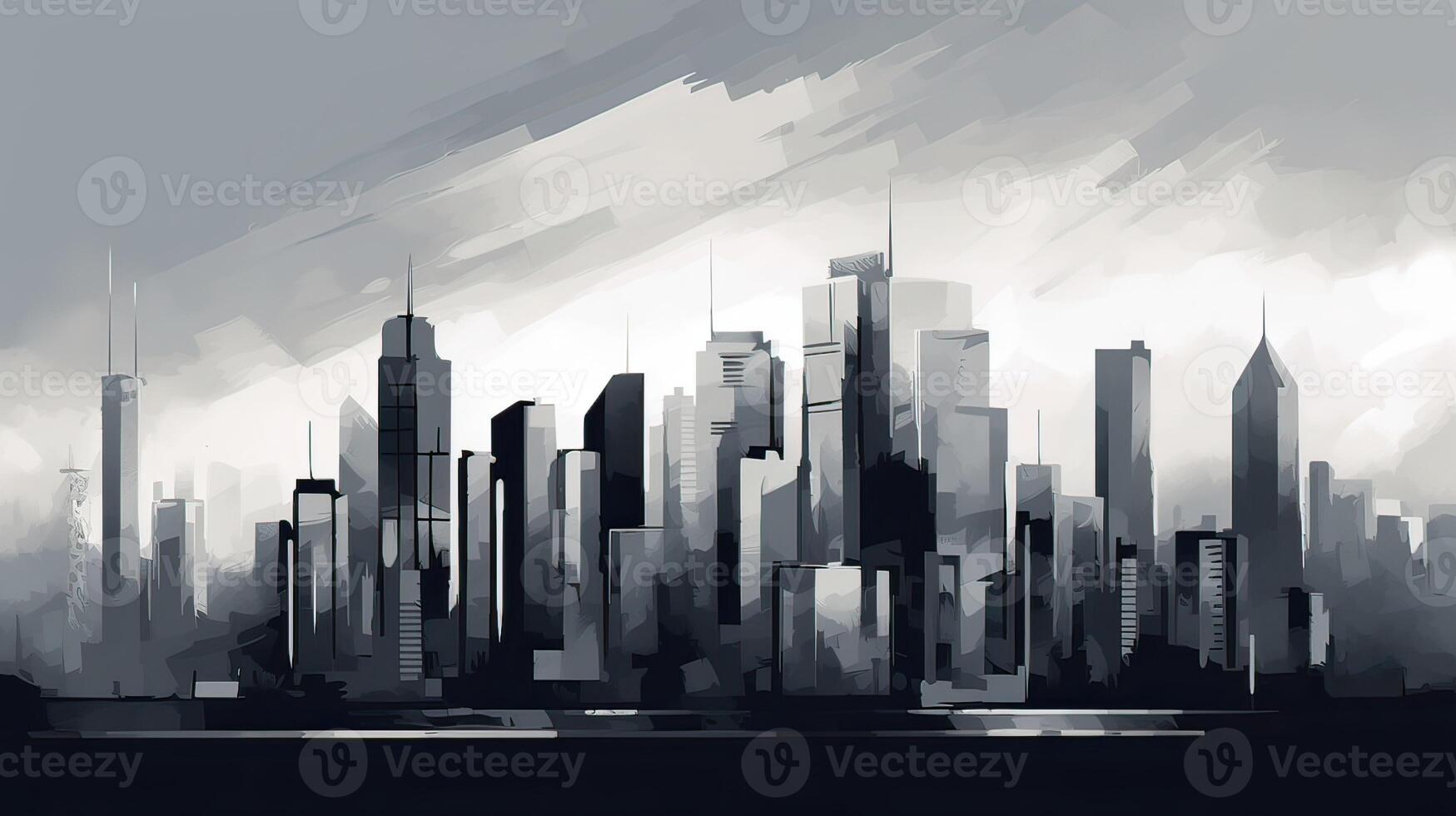 Minimalist painting cityscape high quality illustration photo