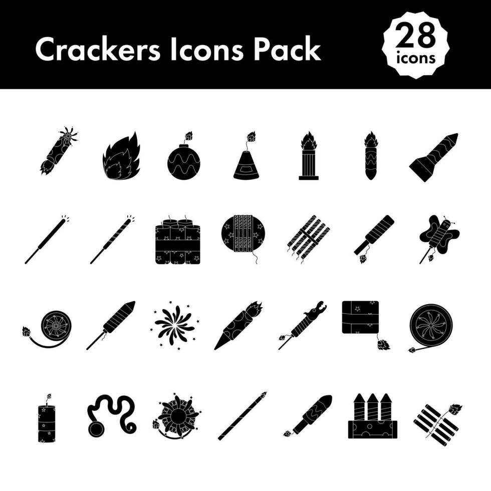 Glyph Style Set Of Crackers Icon Or Symbol. vector