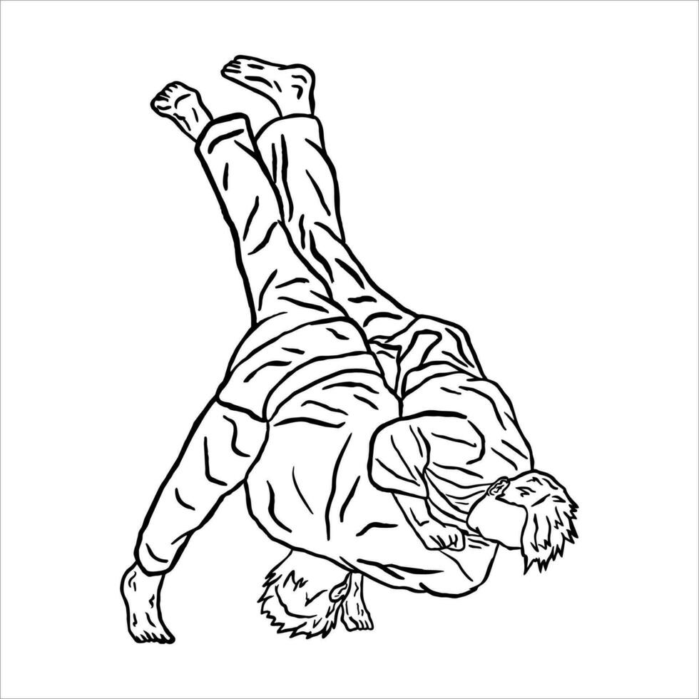 illustrationjiu jitsu fighter throw opponent in battle vector