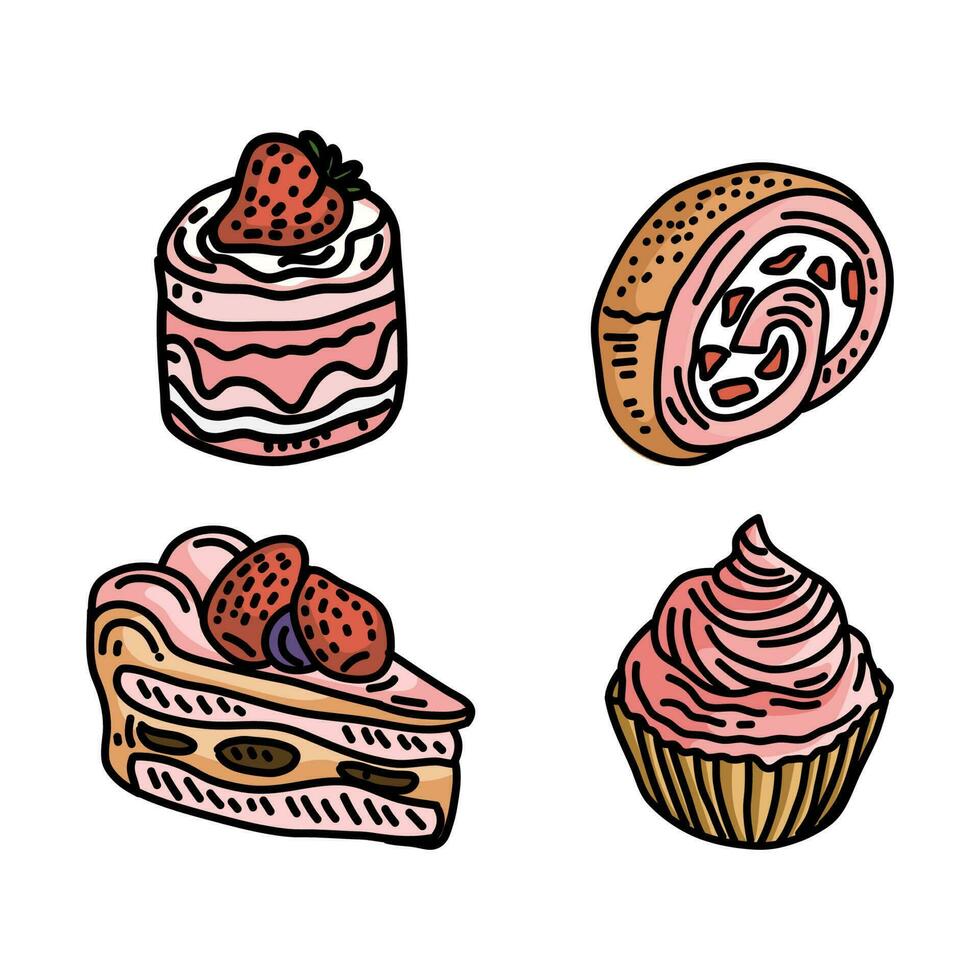 Piece of cake isolated on white background cute dessert vector