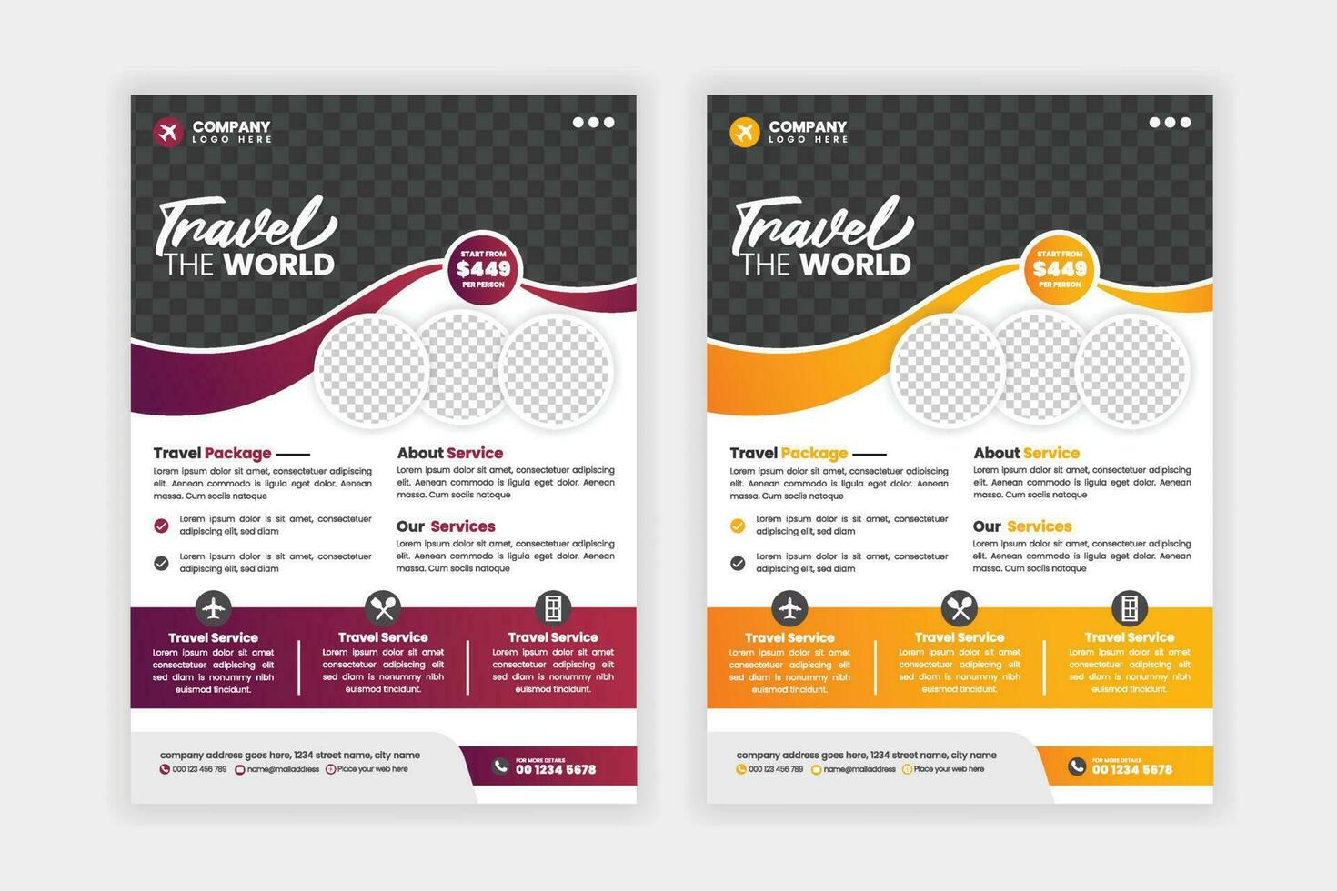 Travel flyer or poster brochure design layout, Travel flyer template for travel agency vector