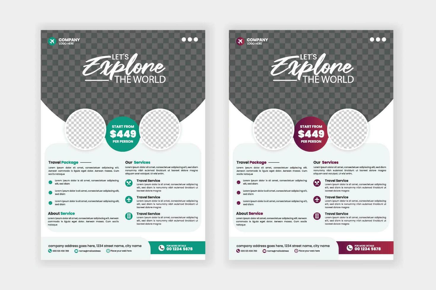 Travel flyer or poster brochure design layout, Travel flyer template for travel agency vector