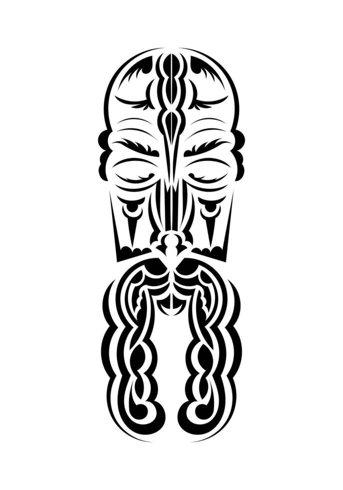 Maori style face. Ready tattoo template. Isolated. Vetcor. vector