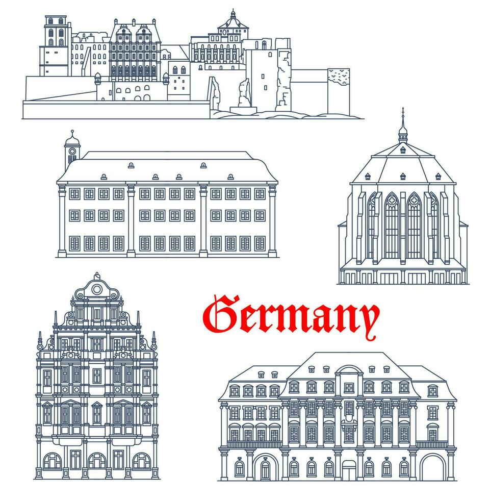 Germany Heidelberg architecture buildings, castles vector