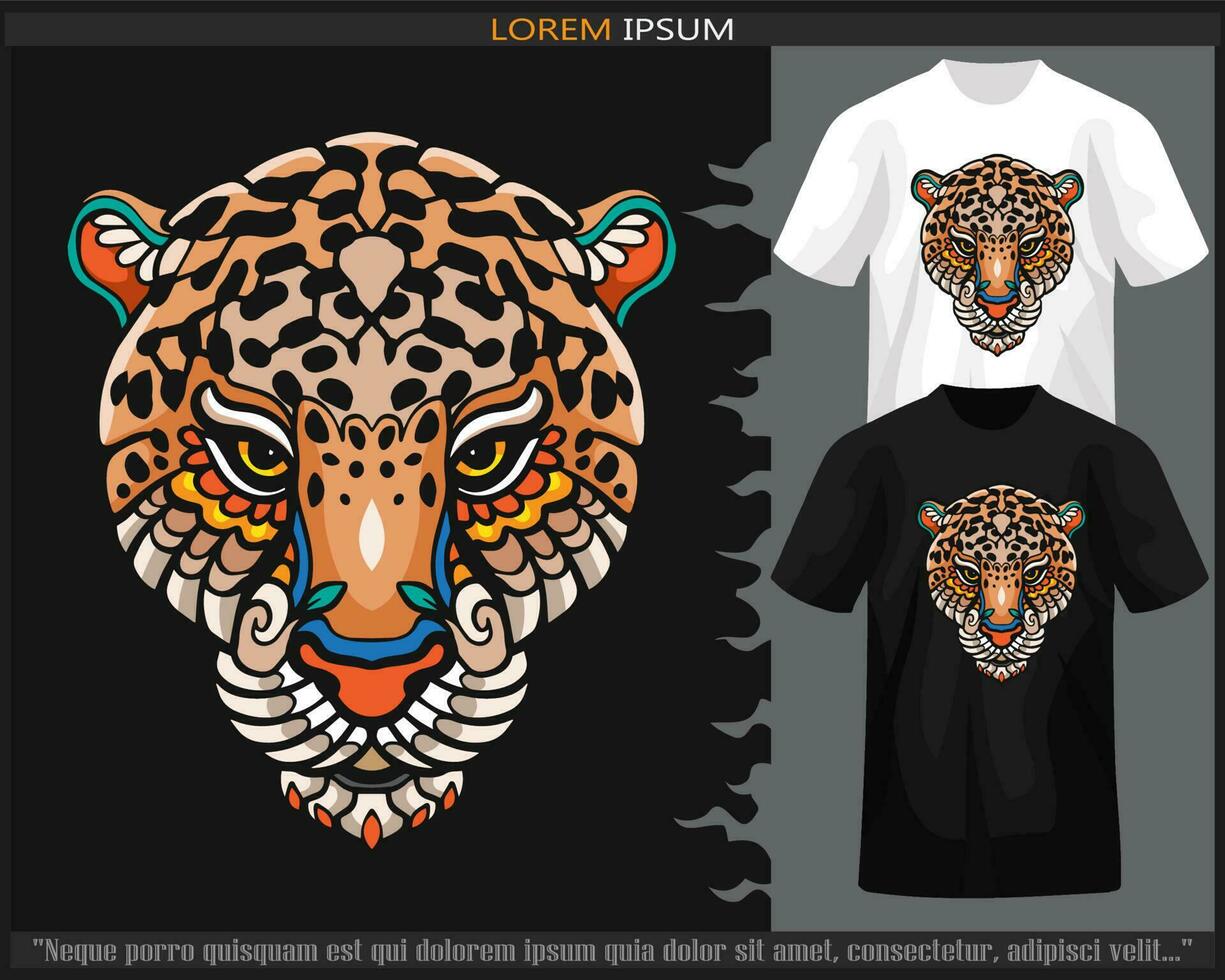 leopardo cabeza mandala letras vector