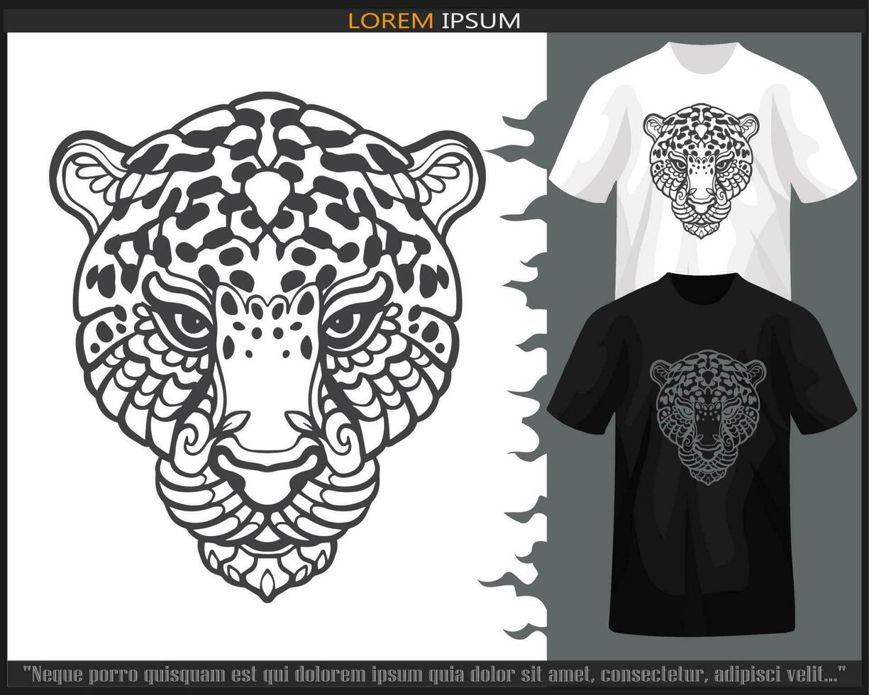 leopardo cabeza mandala letras vector