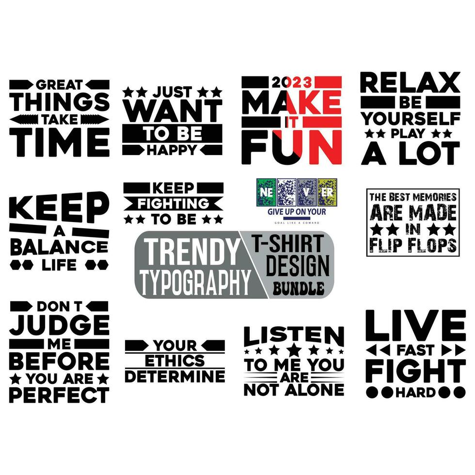 trendy typography t-shirt design bundle vector