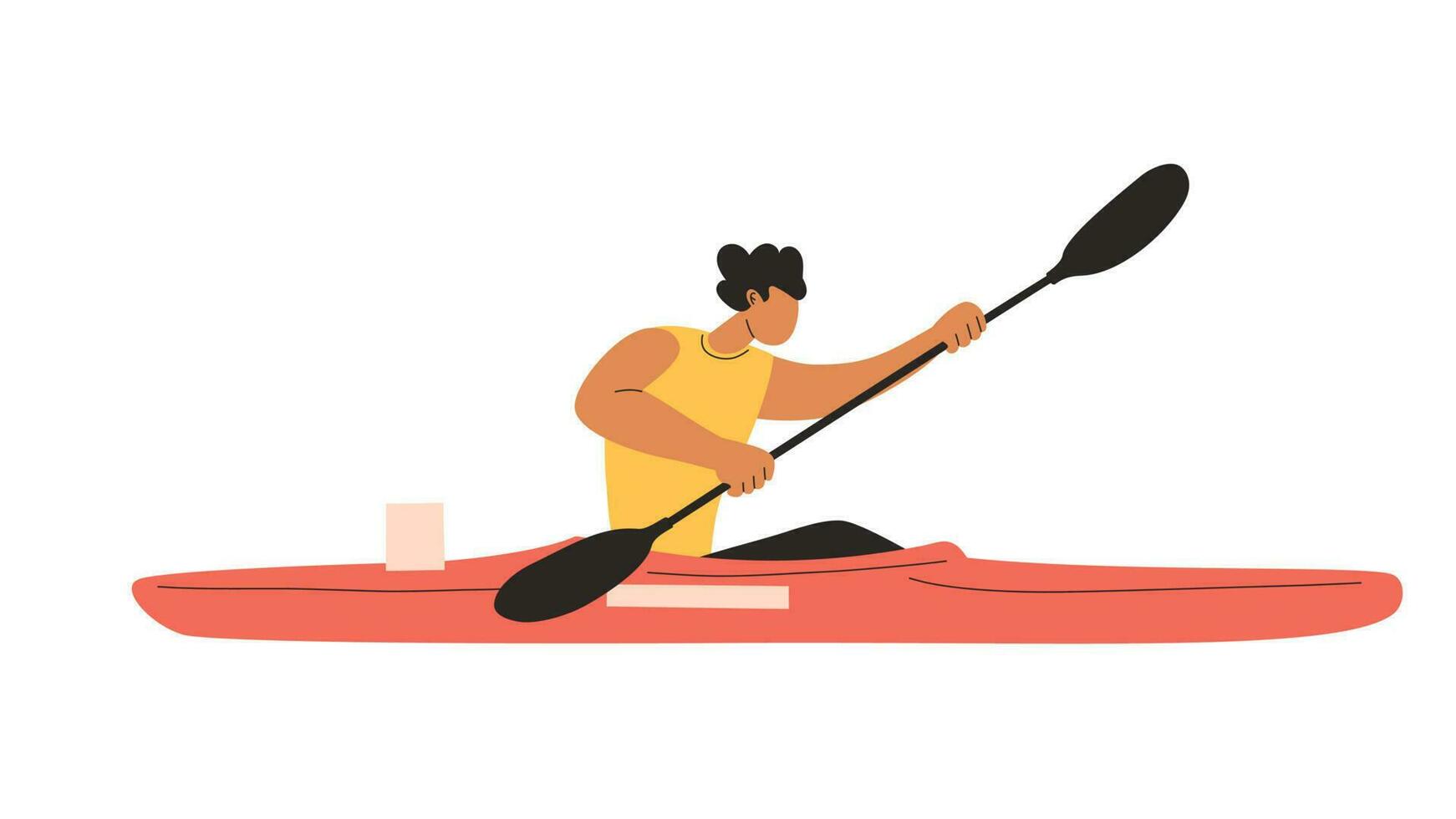 Man paddling on sprint kayak K1. Vector hand drawn illustration.