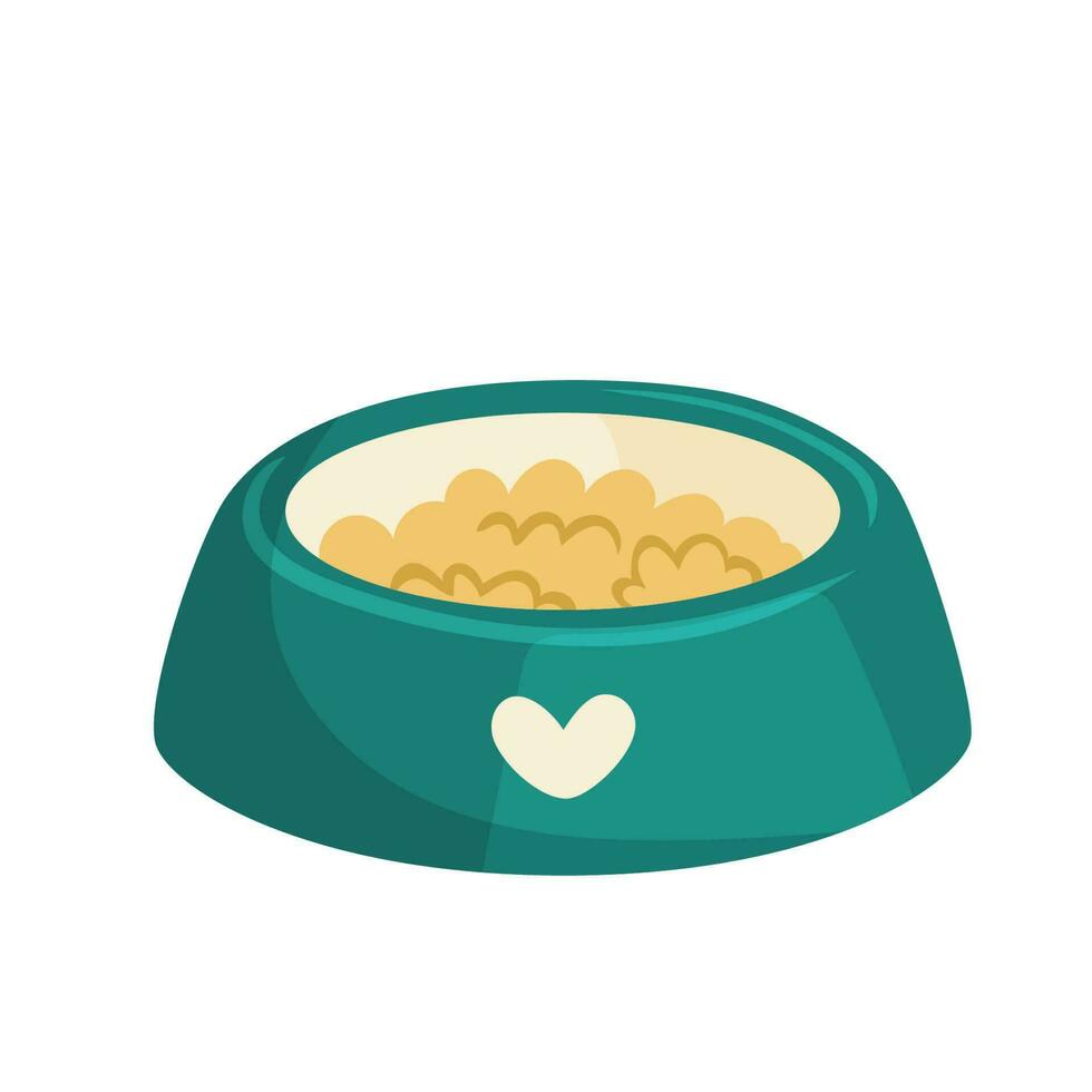 Bowl with food for pets. Vector crtoon illustration.