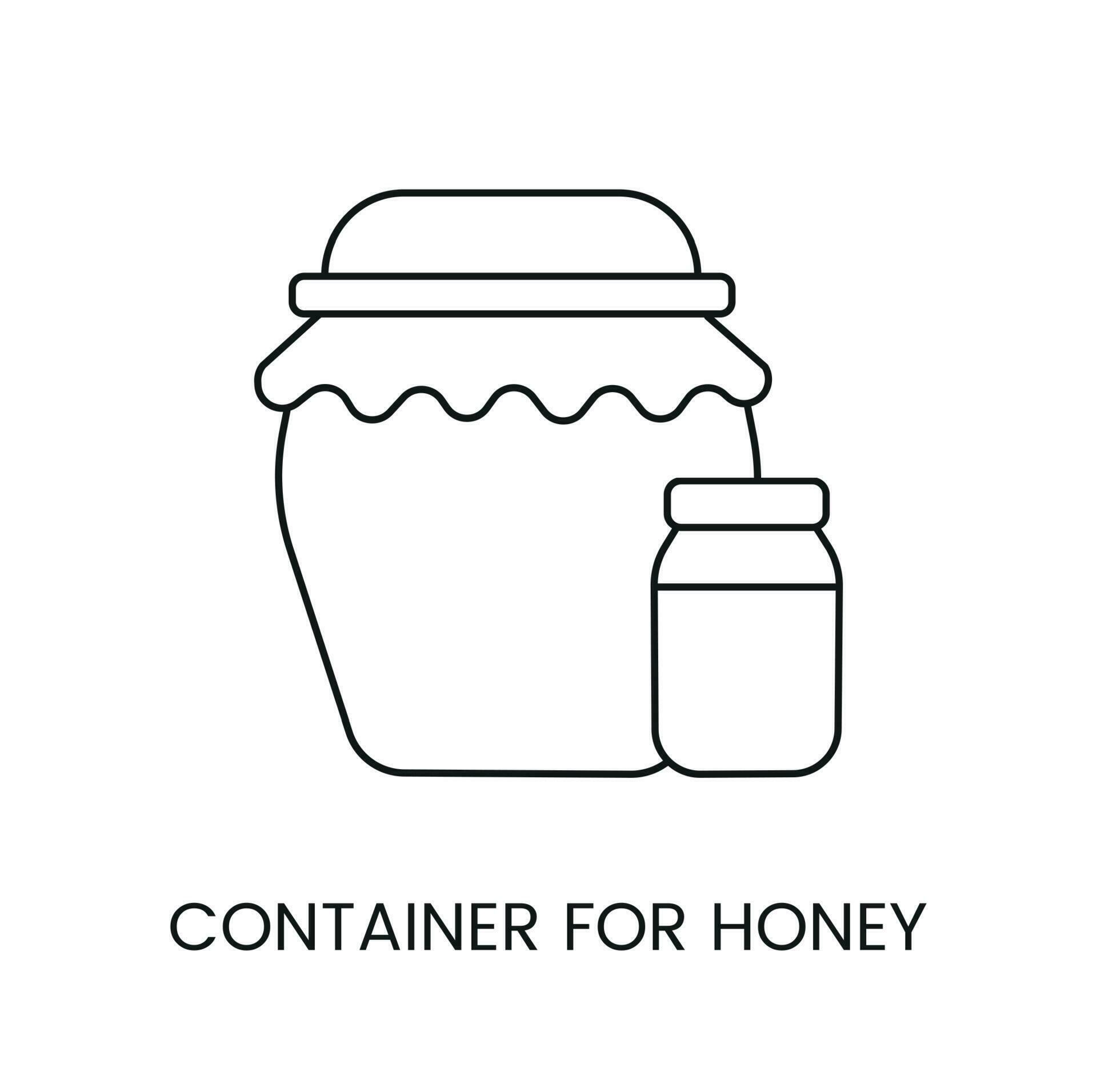 Honey storage container, jar line icon in vector. 23629439 Vector Art