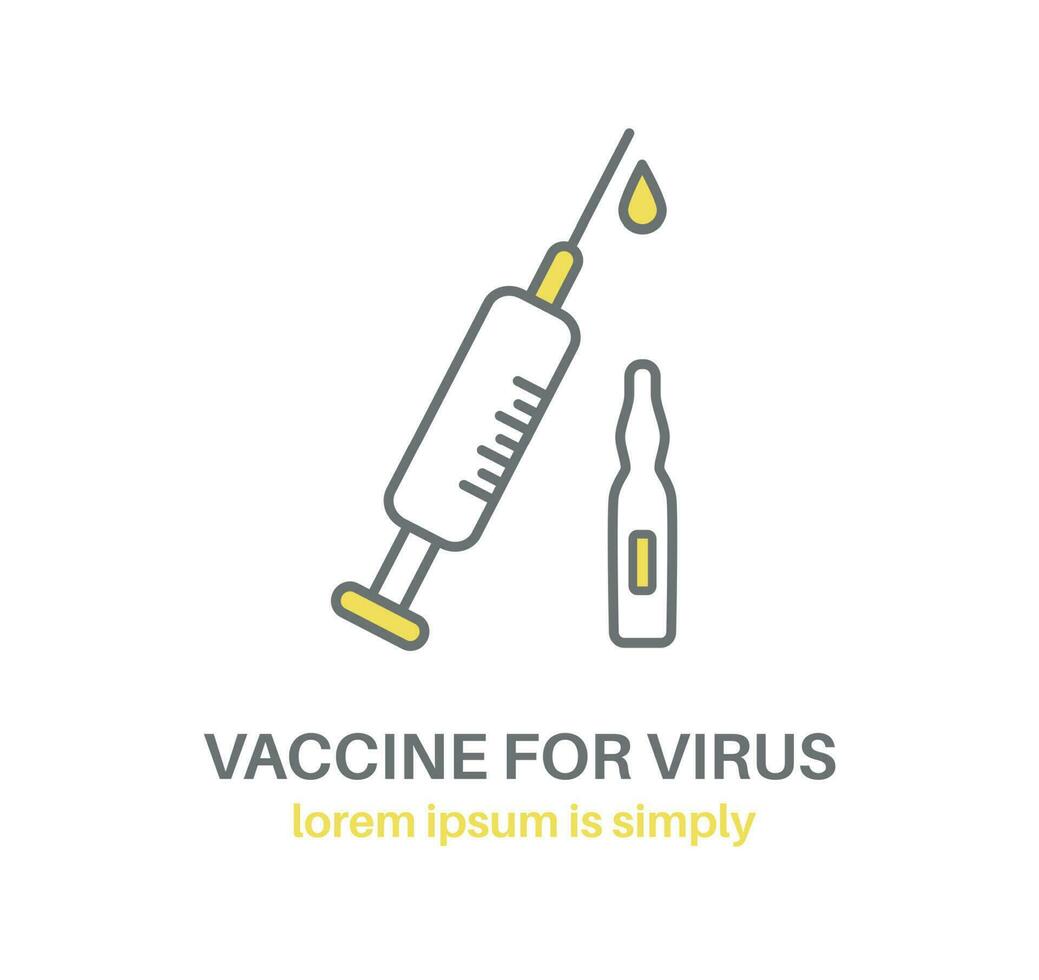 Icon. Vaccine against the virus. Syringe and ampoule. Vector illustration.