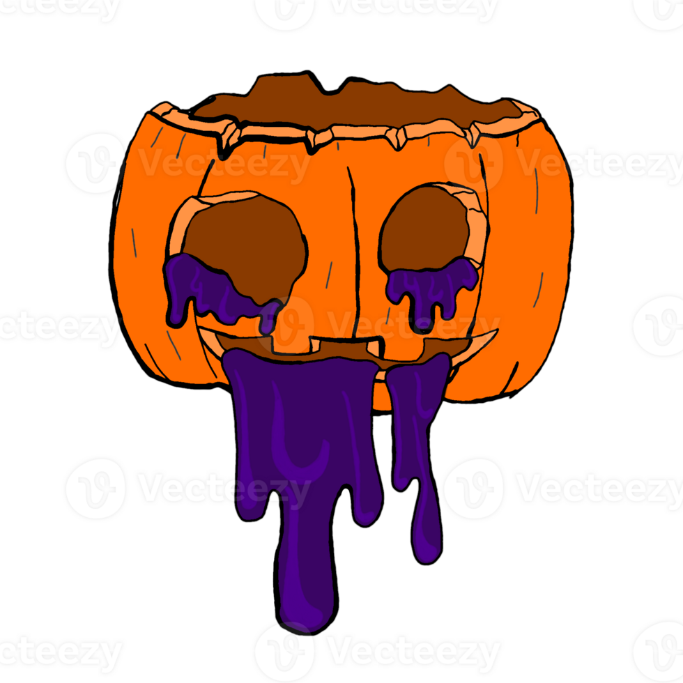 Halloween citrouille tête avec violet liquide sur transparent Contexte png