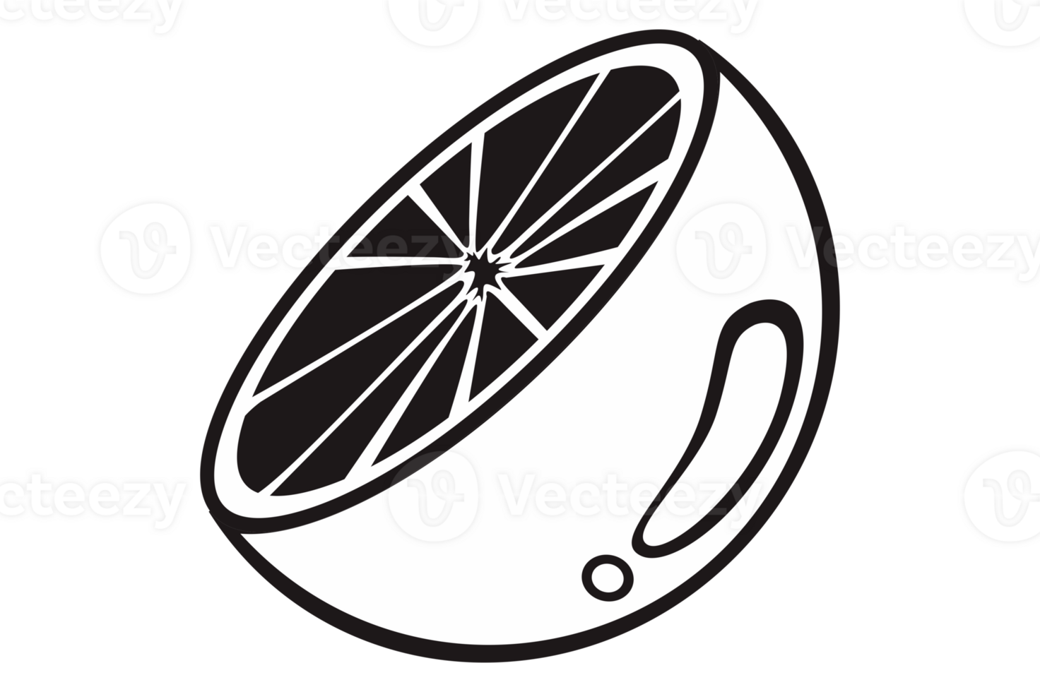 Slice Of Orange Fruit Line Art Icon with Transparent Background png