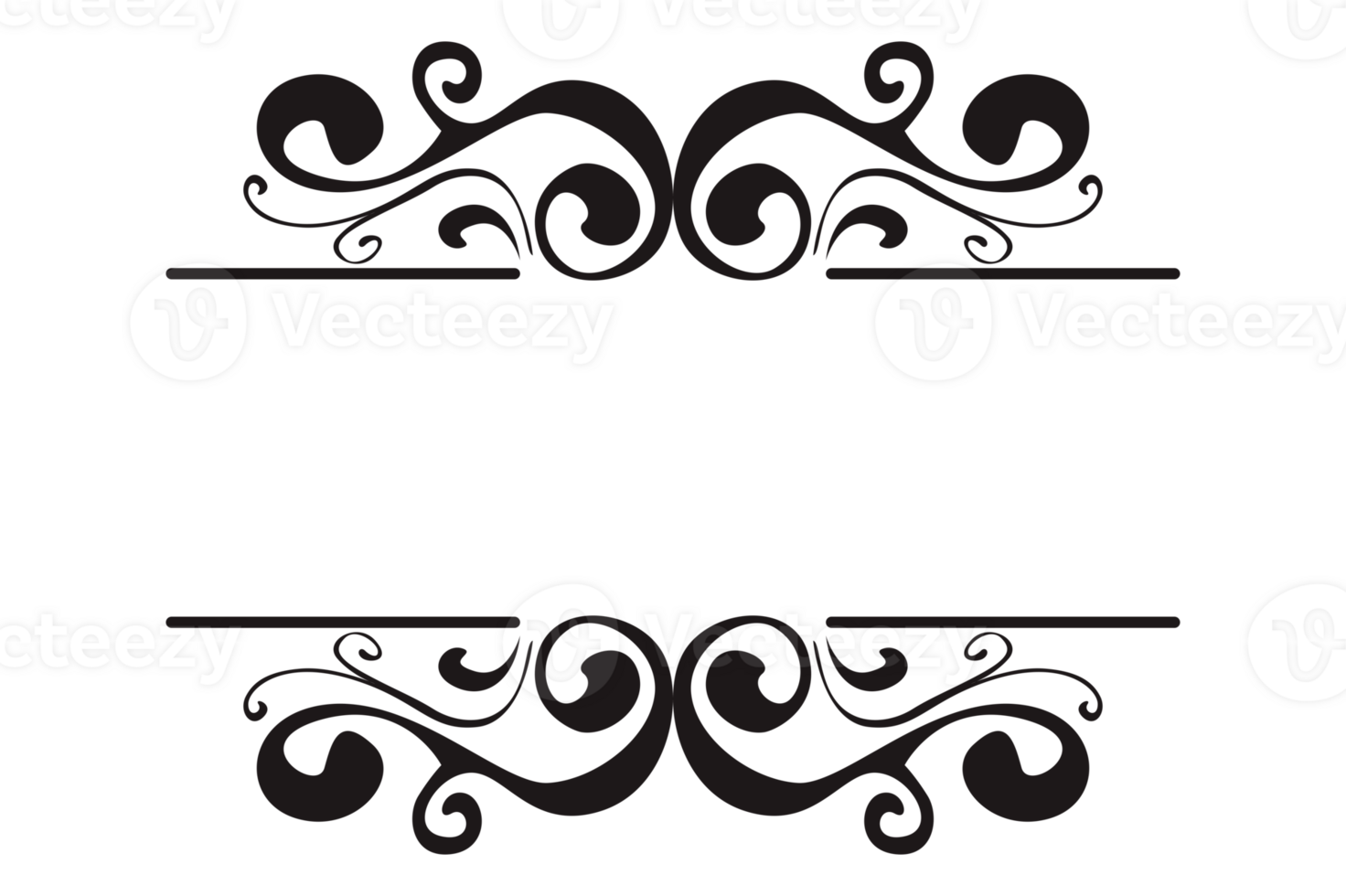 Black Swirl Ornament Title Border Design With Transparent Background png