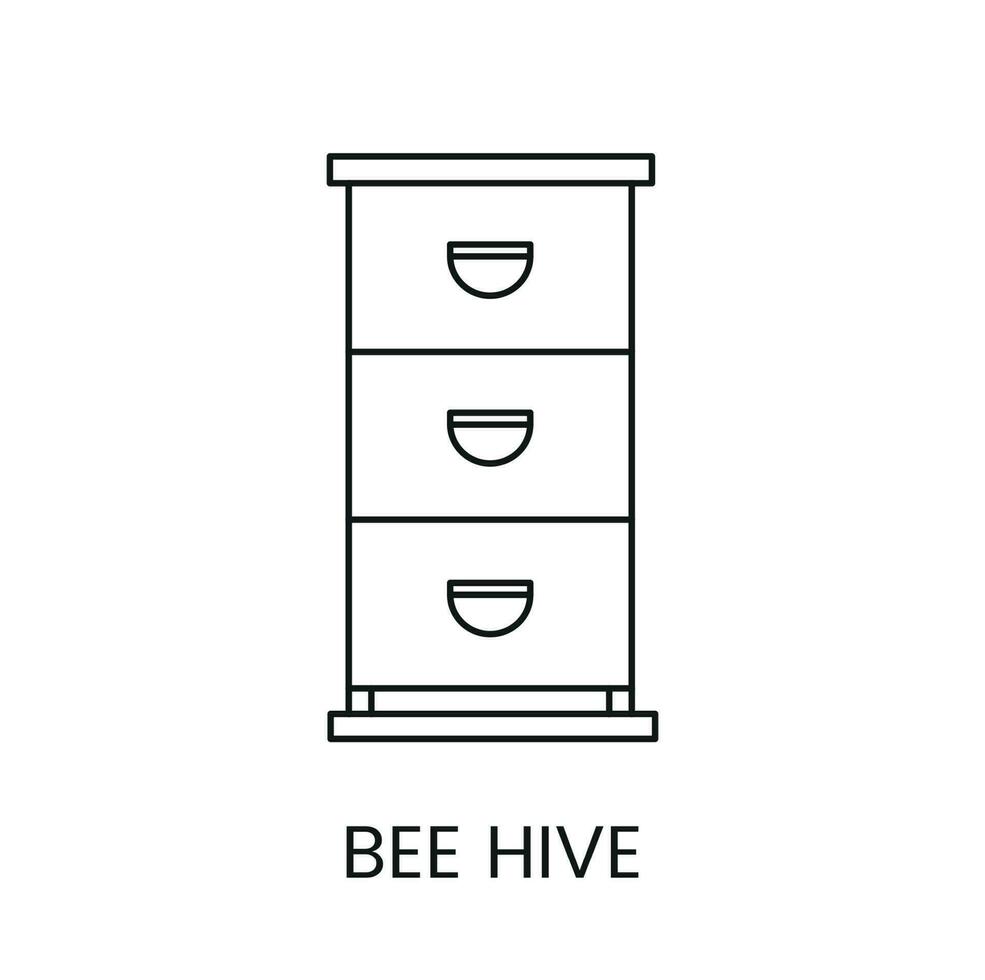 Hive bees icon line in vector, illustration of bee hive for beekeeping. vector