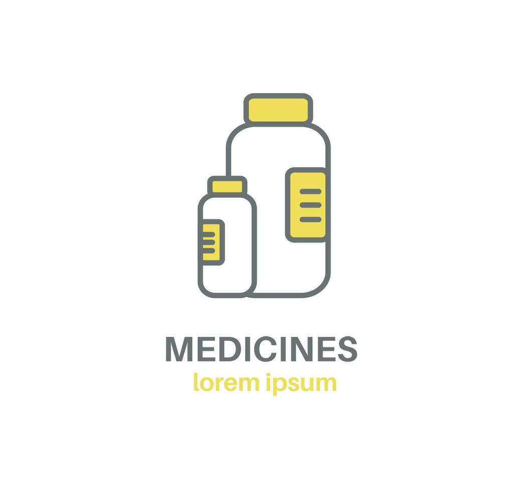 icono. medicina embalaje. grande y pequeño medicina botella. vector ilustración.