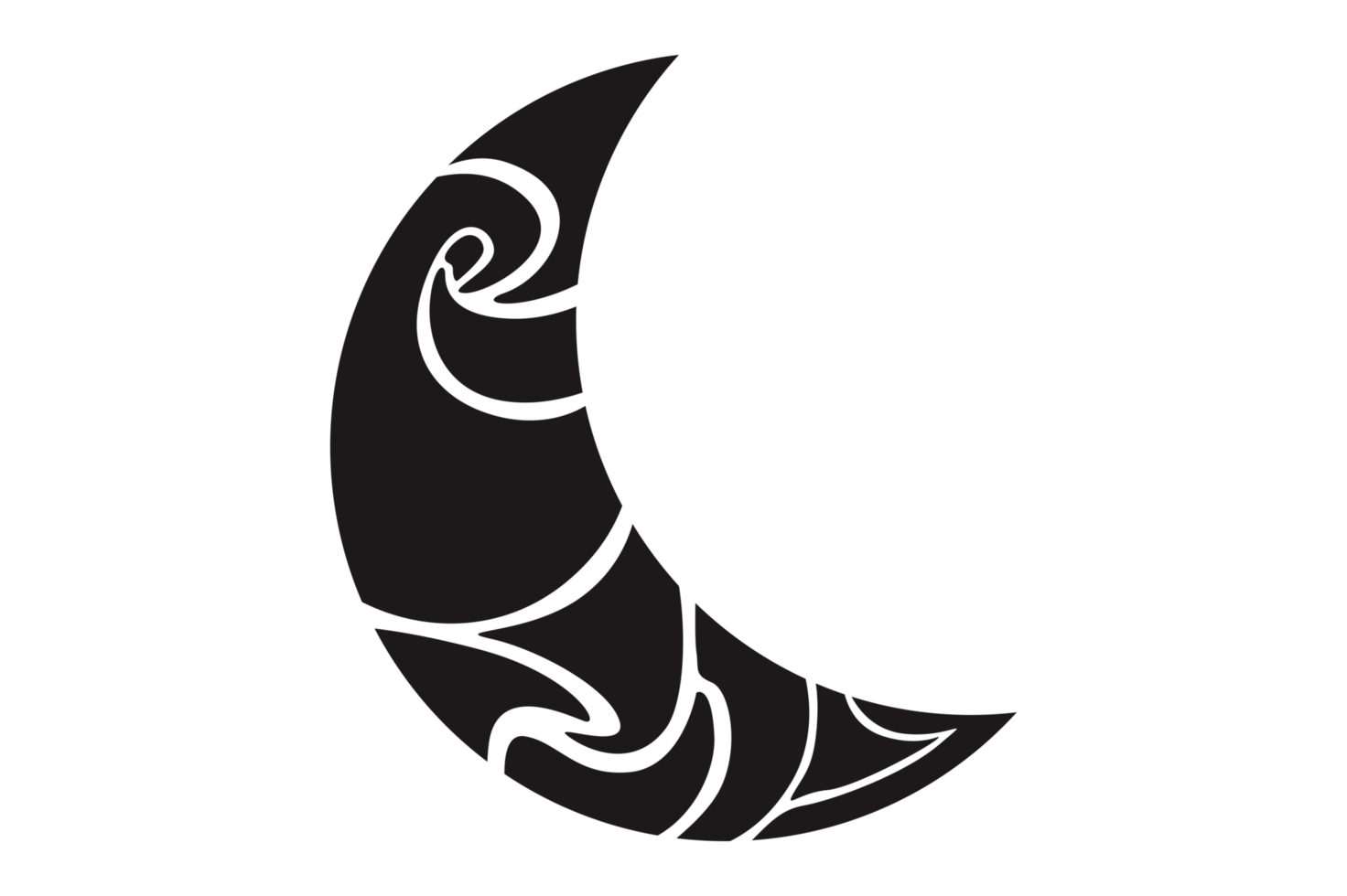 Black Crescent Moon Ornament On Transparent Background png