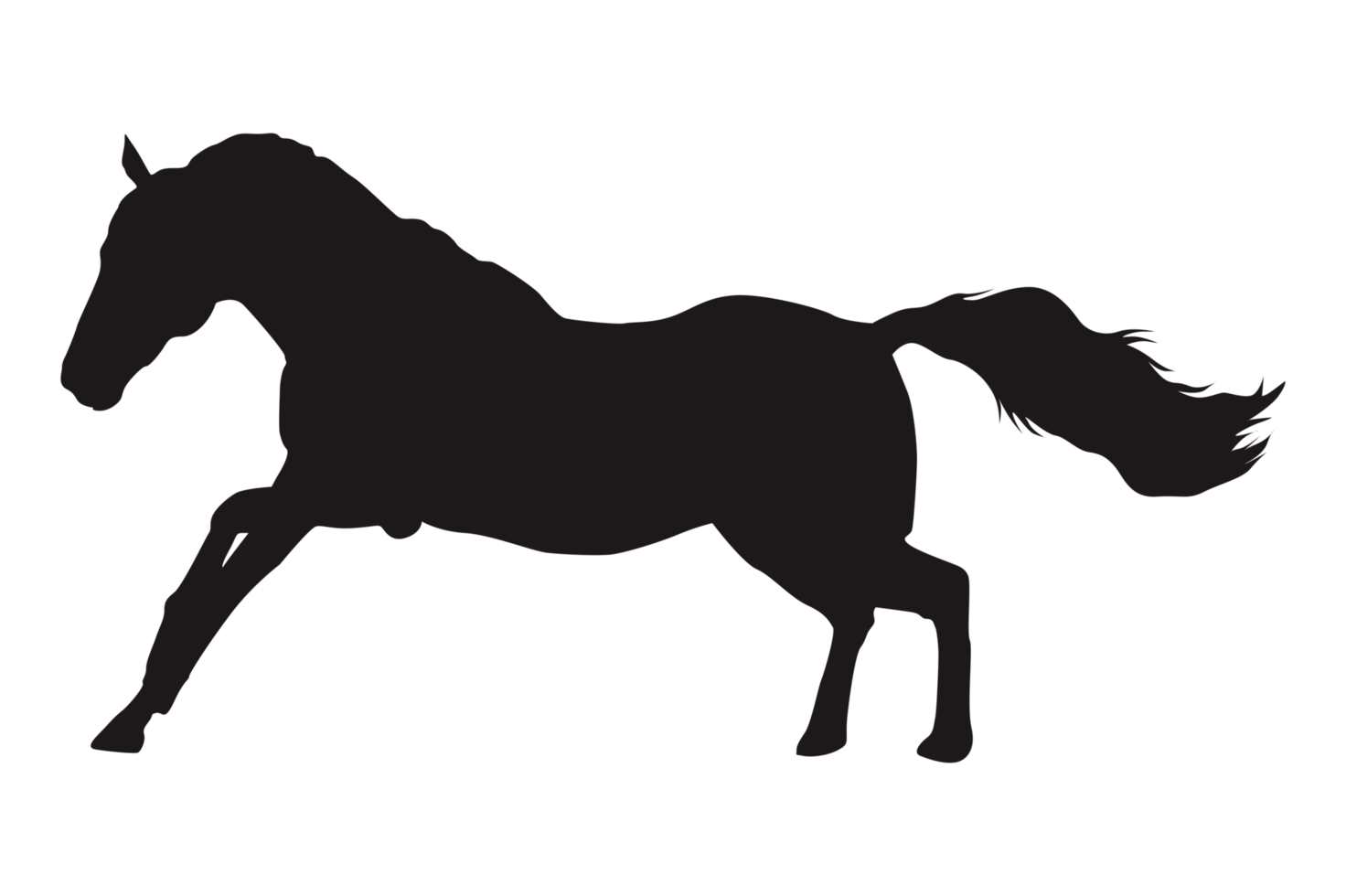 Black Running Horse Silhouette with Transparent Background png