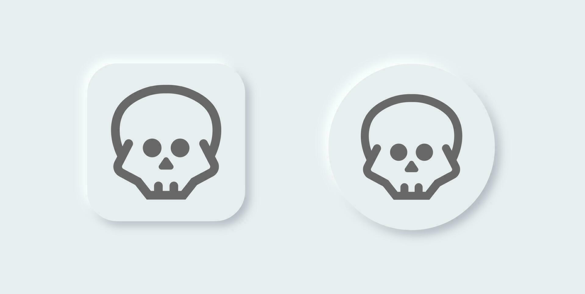 Skull line icon in neomorphic design style. Skeleton signs vector illustration.