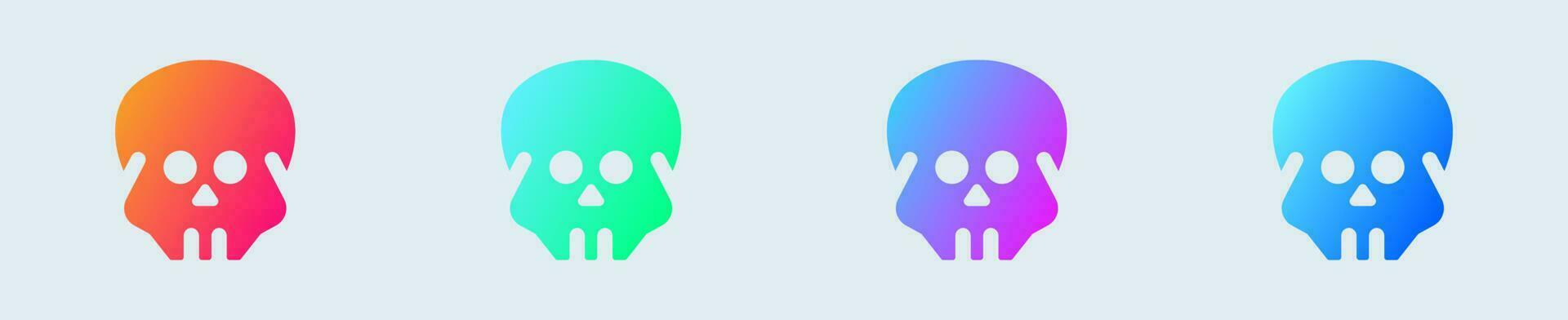 Skull solid icon in gradient colors. Skeleton signs vector illustration.