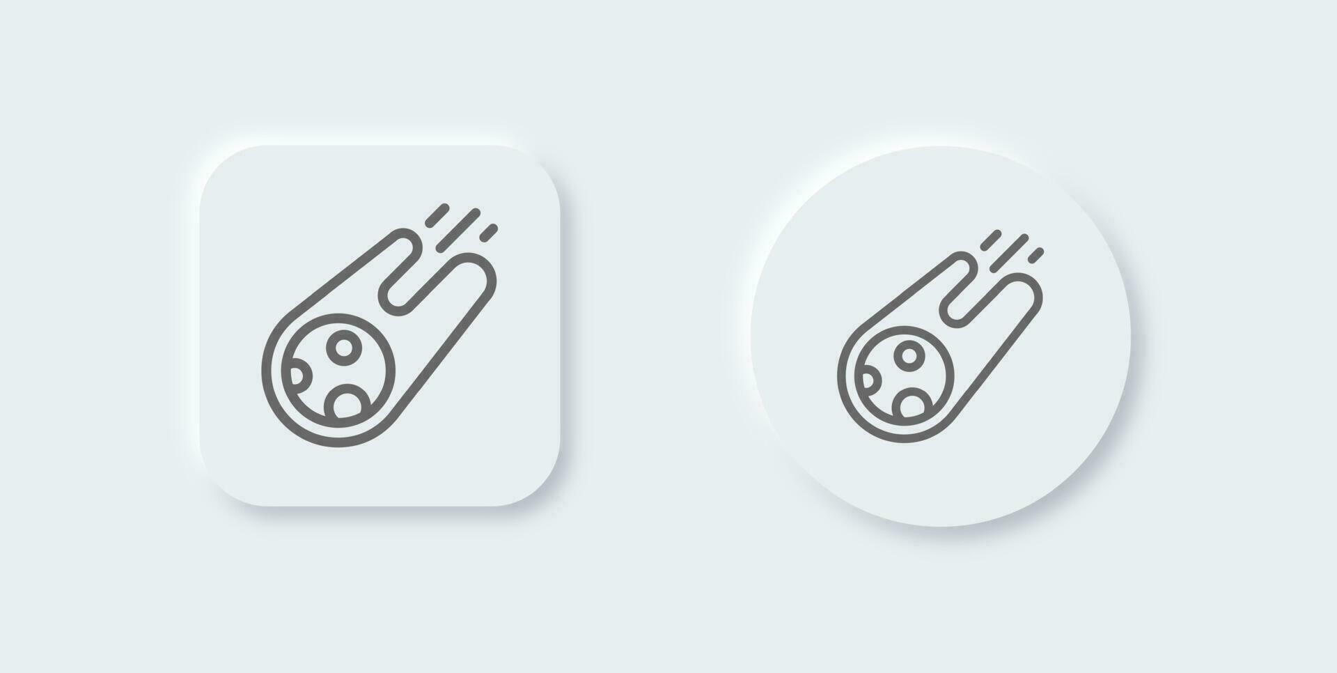 Comet line icon in neomorphic design style. Meteorite signs vector illustration.