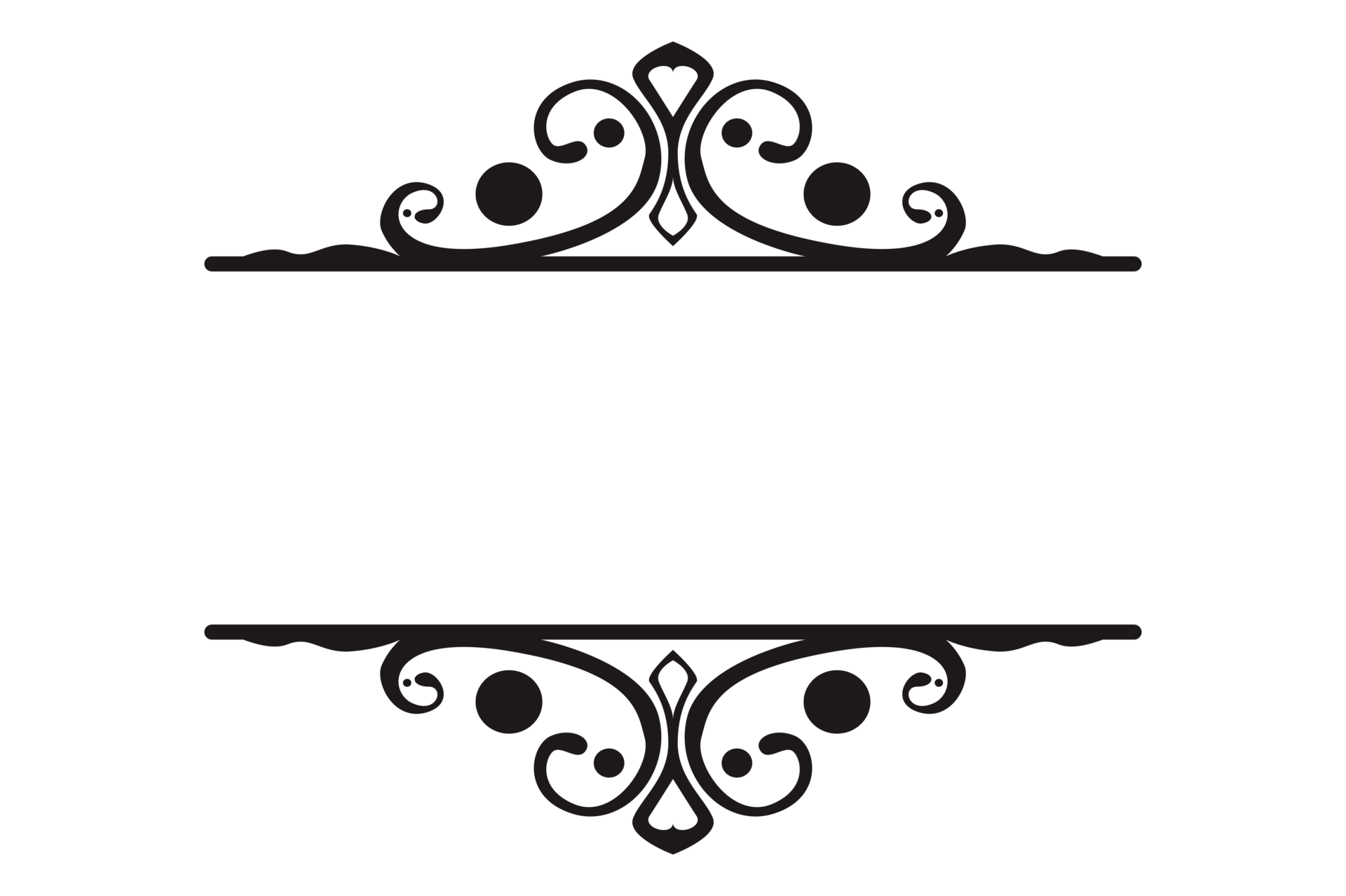 Black Swirl Ornament Title Border Design With Transparent Background