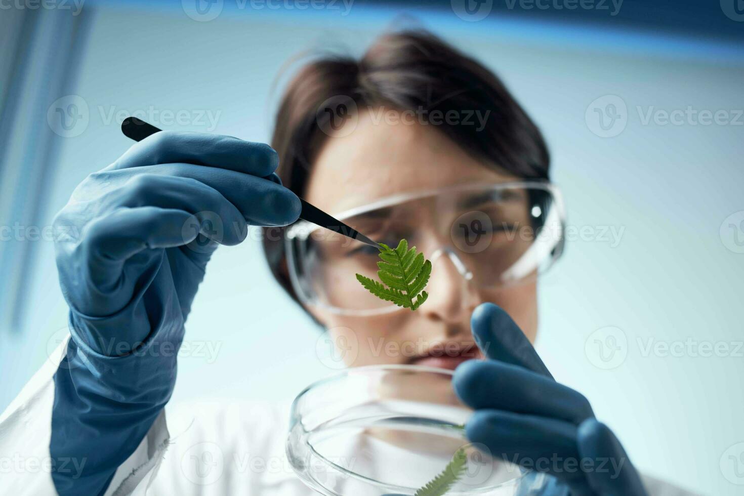 woman laboratory assistant biology science research analysis photo