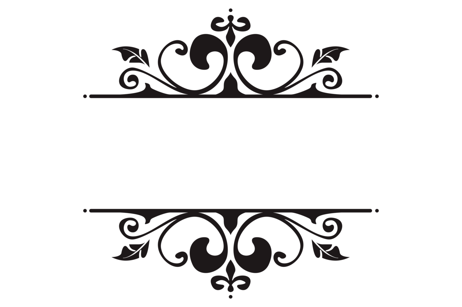 Black Swirl Flora Ornament Title Border Design With Transparent Background png