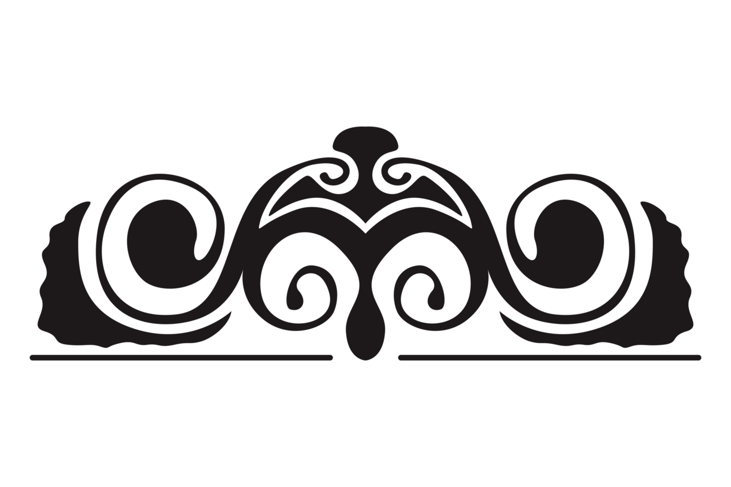 Black Swirl Flora Ornament Border Design With Transparent Background png